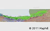 Political Panoramic Map of Mazandaran, semi-desaturated