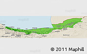 Political Panoramic Map of Mazandaran, shaded relief outside
