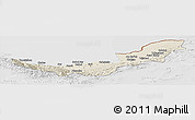 Shaded Relief Panoramic Map of Mazandaran, lighten, desaturated
