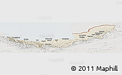 Shaded Relief Panoramic Map of Mazandaran, lighten, semi-desaturated