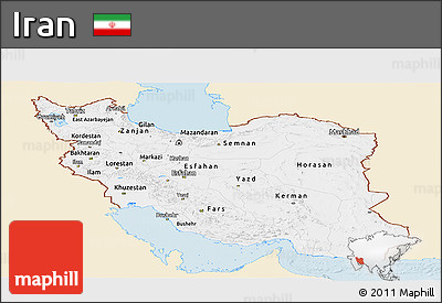 Classic Style Panoramic Map of Iran, single color outside
