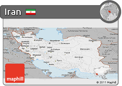 Gray Panoramic Map of Iran