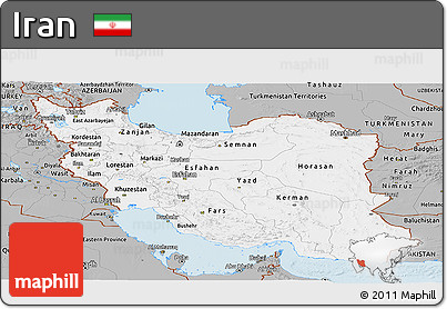 Gray Panoramic Map of Iran