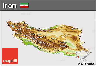 Physical Panoramic Map of Iran, cropped outside