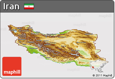 Physical Panoramic Map of Iran, cropped outside