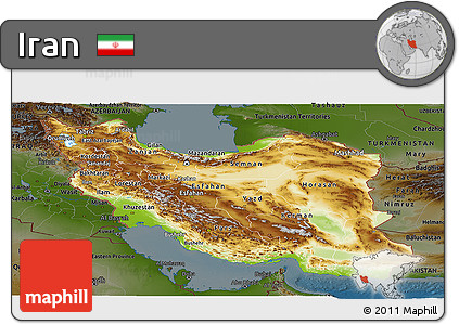 Physical Panoramic Map of Iran, darken