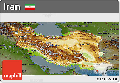 Physical Panoramic Map of Iran, darken