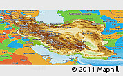 Physical Panoramic Map of Iran, political outside