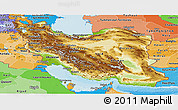 Physical Panoramic Map of Iran, political shades outside