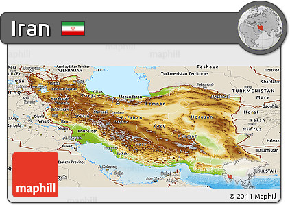 Physical Panoramic Map of Iran, shaded relief outside