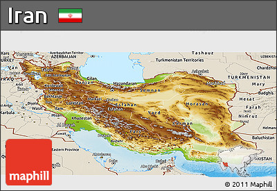 Physical Panoramic Map of Iran, shaded relief outside