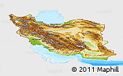 Physical Panoramic Map of Iran, single color outside, bathymetry sea