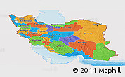 Political Panoramic Map of Iran, single color outside, shaded relief sea