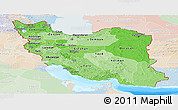 Political Shades Panoramic Map of Iran, lighten, land only