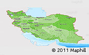 Political Shades Panoramic Map of Iran, single color outside, bathymetry sea