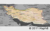 Satellite Panoramic Map of Iran, darken, desaturated