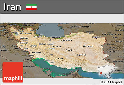 Satellite Panoramic Map of Iran, darken, land only