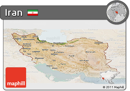 Satellite Panoramic Map of Iran, lighten