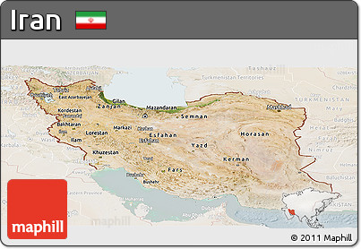 Satellite Panoramic Map of Iran, lighten