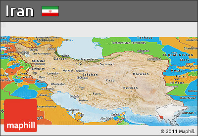 Satellite Panoramic Map of Iran, political outside