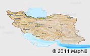 Satellite Panoramic Map of Iran, single color outside, bathymetry sea