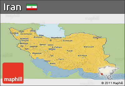 Savanna Style Panoramic Map of Iran, single color outside