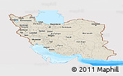 Shaded Relief Panoramic Map of Iran, single color outside, bathymetry sea
