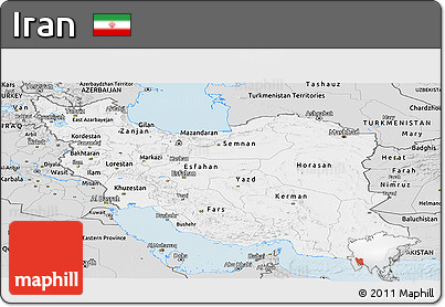 Silver Style Panoramic Map of Iran