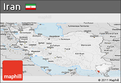 Silver Style Panoramic Map of Iran
