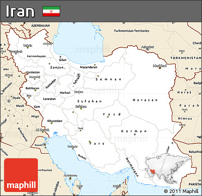 Classic Style Simple Map of Iran