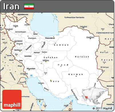 Classic Style Simple Map of Iran