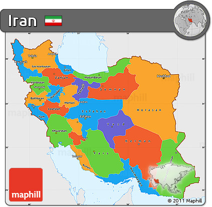 Political Simple Map of Iran, single color outside