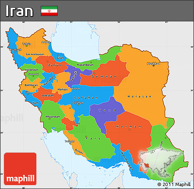 Political Simple Map of Iran, single color outside