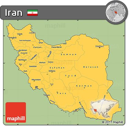 Savanna Style Simple Map of Iran, cropped outside