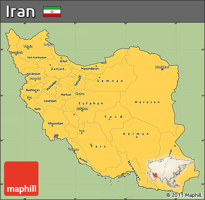 Savanna Style Simple Map of Iran, cropped outside