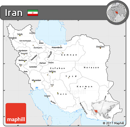 Silver Style Simple Map of Iran, single color outside