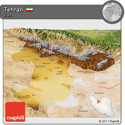 Physical 3D Map of Tehran, satellite outside