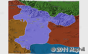 Political 3D Map of Tehran, darken