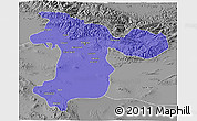 Political 3D Map of Tehran, desaturated