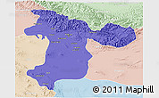 Political 3D Map of Tehran, lighten