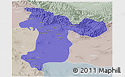Political 3D Map of Tehran, lighten, semi-desaturated