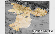 Satellite 3D Map of Tehran, darken, desaturated