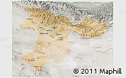 Satellite 3D Map of Tehran, lighten, semi-desaturated