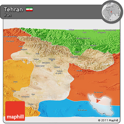 Satellite 3D Map of Tehran, political outside