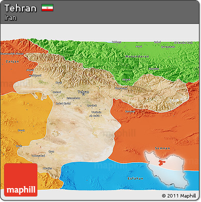 Satellite 3D Map of Tehran, political outside