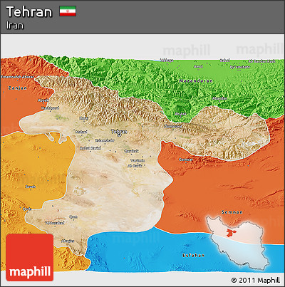 Satellite 3D Map of Tehran, political outside