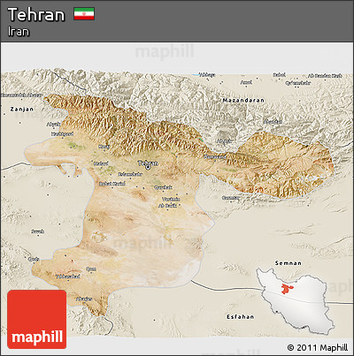 Satellite 3D Map of Tehran, shaded relief outside