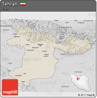 Shaded Relief 3D Map of Tehran, desaturated