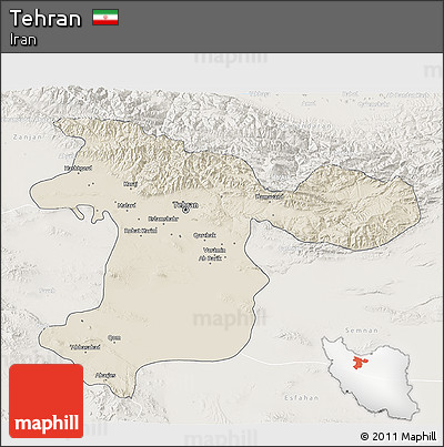 Shaded Relief 3D Map of Tehran, lighten