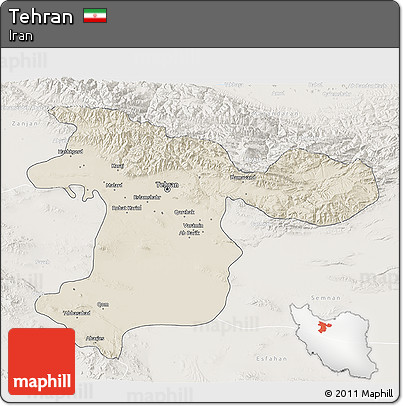 Shaded Relief 3D Map of Tehran, lighten